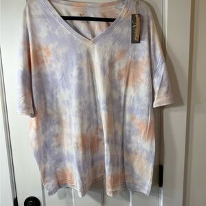 Tie-Dye V-Neck Women Top